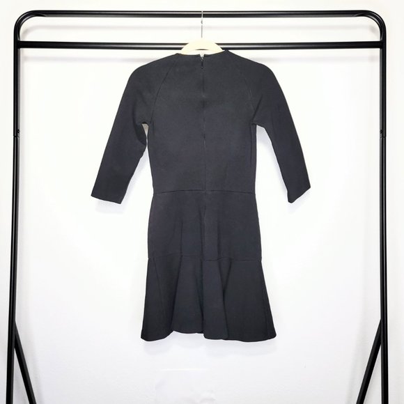 A/X Armani Exchange Black Ruffle Bottom Quarter Sleeve Fitted Dress Size XS - Picture 5 of 8